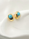 Mid-Period Natural Blue Turquoise Style Zircon Stud Earrings